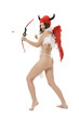 Sexual devil Kupedon with bow on insulated background