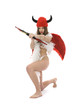 Sexual devil Kupedon with bow on insulated background