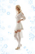 gorgeous blond with shopping bag and snowflakes