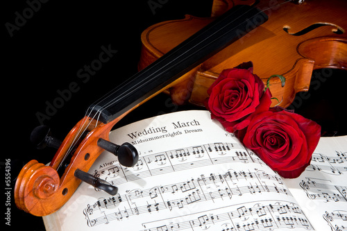 Violin  Cello Wedding Music on Sheet Music Of The Wedding March  With Roses And Violin    Anyka