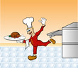Chef with Chicken Dish in Kitchen Chef with Chicken Dish in Kitchen