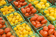 fresh tomatos on display at a farmer's market in Minneapolis