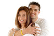 Attractive young couple in love, smiling and embracing