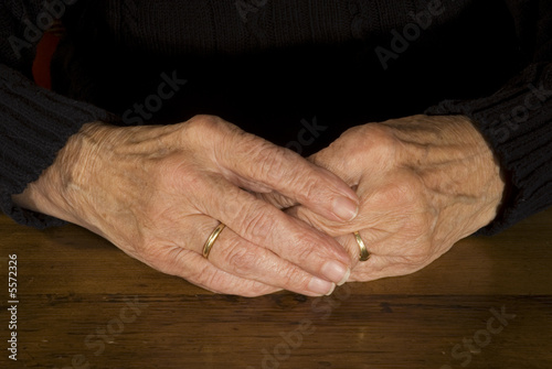Photo: old hands with wedding ring old hands with wedding ring