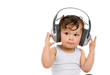 Baby with headphones. Baby with headphones.