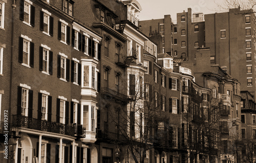 Photo: Sepia toned view of Beacon street in Boston Sepia toned view of Beacon street in Boston