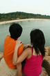 Couple is looking to another island. 