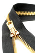 Isolated metal zipper with white background