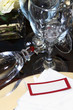 Table setting at a wedding with cutlery and crockery 