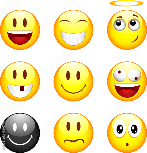 Lot de 9 smileys