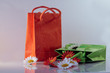shopping bags with flowers white and orange 3