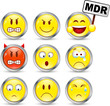 Lot de 9 smileys avec contour en métal