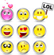Lot de 9 smileys avec contour en métal Lot de 9 smileys avec contour en métal