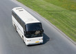 tourist blank white shuttle bus on road isolated