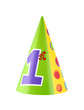 1st birthday party hat isolated on white background