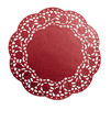 Handmade doily with a red rose pattern Handmade doily with a red rose pattern