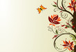 Grunge paint flower background with butterfly, vector