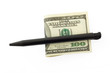Hundred dollar bill and pen