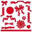 Red ribbon embellishments - bows, banners, award, heart, flower