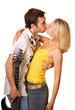 Young couple in love isolated on white background