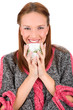 Photo: woman preparing to drink a tea woman preparing to drink a tea