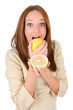 Photo: girl licking slice of grapefruit girl licking slice of grapefruit