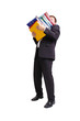 Businessman with pile of ring binders