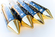 4 diagonal new fireworks rockets with golden top 