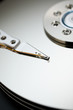 Close up of modern opened hard disk drive