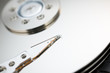 Close up of modern opened hard disk drive