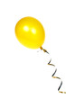 Yellow balloon with ribbon isolated on white background