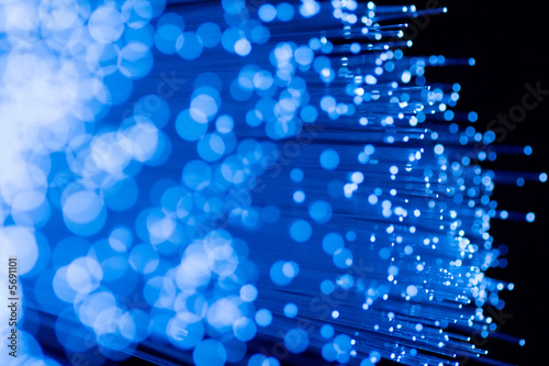 fiber optics close-up, focal point on distant fibres