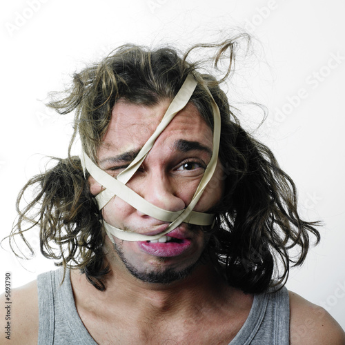 Crazy tied up man
