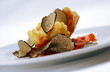 Shrimp tail on tomato slice with truffles Shrimp tail on tomato slice with truffles