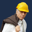 Examining the project a professional  businessman wearing a hat