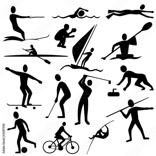 Clip Art Swimming. cycling, curling, swimming