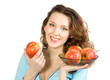 Young women with apples. Isolate on white.