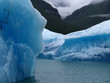 Floating glaciers under mountain fog