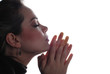 a woman is praying to god with hope