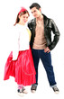 cute 50's fifties girl in red skirt and bowling shoes cute 50's fifties girl in red skirt and bowling shoes