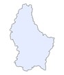 Luxembourg light blue map with shadow