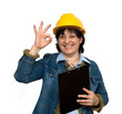 female engineer at work studio isolated