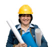 female engineer at work studio isolated