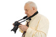 press photographer, paparazzi, isolated on white