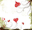 Valentines Day grunge background with Hearts, flowers