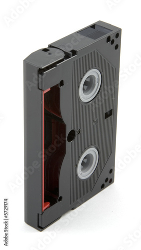 Photo: Hi8 video tape cassette on white background. Hi8 video tape cassette on white background.