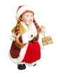 Doll wearing Snow Maiden suit singing isolated over white