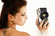 Sexy girl with old photo camera. Sexy girl with old photo camera.