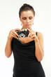 Sexy girl with old photo camera. Sexy girl with old photo camera.