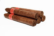 Five Cuban Cigars isolated on white.
